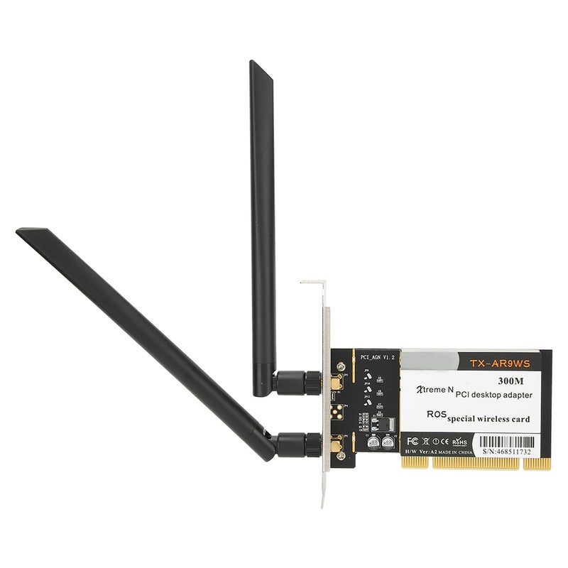 محول سطح المكتب PCI لشبكة واي فاي لاسلكية بسرعة 300 ميجابت في الثانية مع معيار 802.11b/g/N، بطاقة شبكة مع 2 هوائيات AR9223 - Image 4