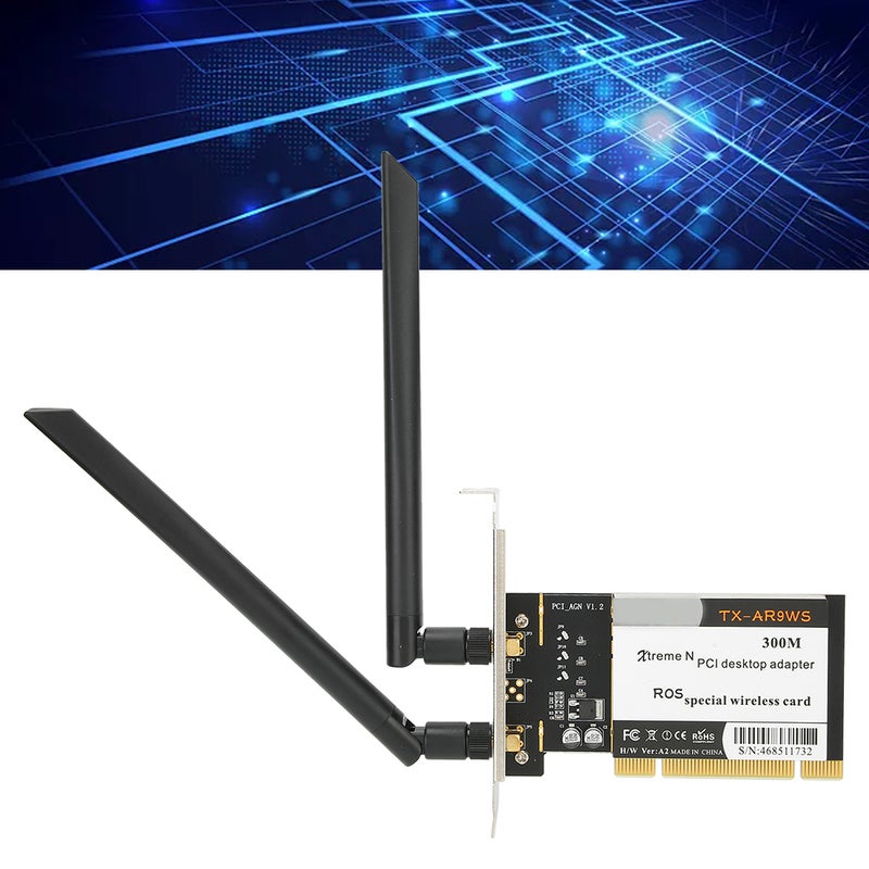 محول سطح المكتب PCI لشبكة واي فاي لاسلكية بسرعة 300 ميجابت في الثانية مع معيار 802.11b/g/N، بطاقة شبكة مع 2 هوائيات AR9223 - Image 3