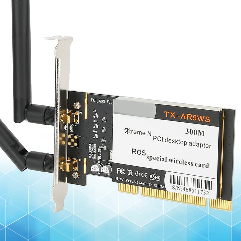 محول سطح المكتب PCI لشبكة واي فاي لاسلكية بسرعة 300 ميجابت في الثانية مع معيار 802.11b/g/N، بطاقة شبكة مع 2 هوائيات AR9223 - Image 5