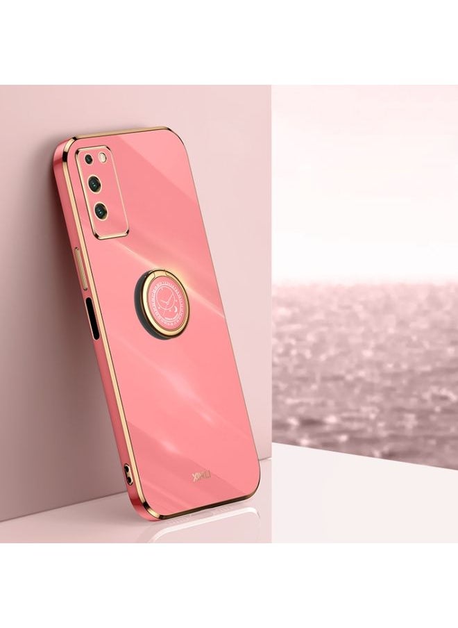 HuHa Case Cover For Honor X10 5G XINLI Straight 6D Plating Gold Edge TPU Shockproof Case with Ring Holder Hawthorn Red 