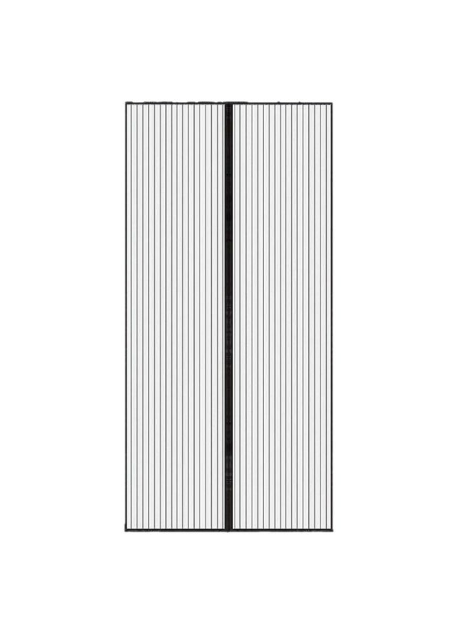 Magnetic Screen Door -Fit Door Size 100 x 210cm Retractable Screen Door Mesh for Front Door or Sliding Door, Pet & Kid Friendly, Hands-Free Closure Keeps Bugs Out & Lets Breeze in, Stripe Black - Image 1