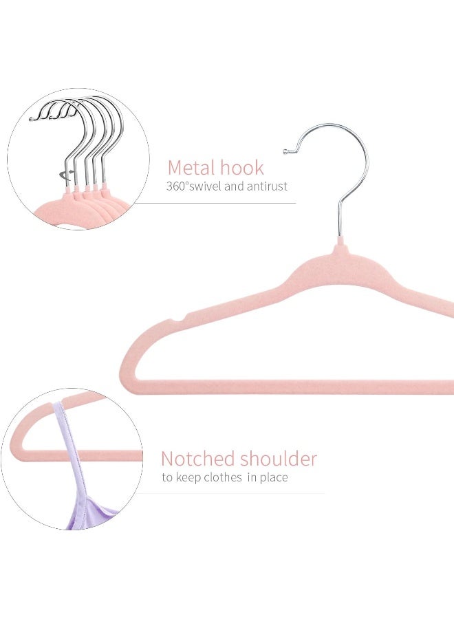ManGotree Baby Velvet Hangers, Infant and Toddler Hangers, No-Slip Children Hangers, Ultra-Slim Space Saving Kids Hangers, Sturdy & Durable Clothes Hangers 15 Pack (Pink) - Image 3