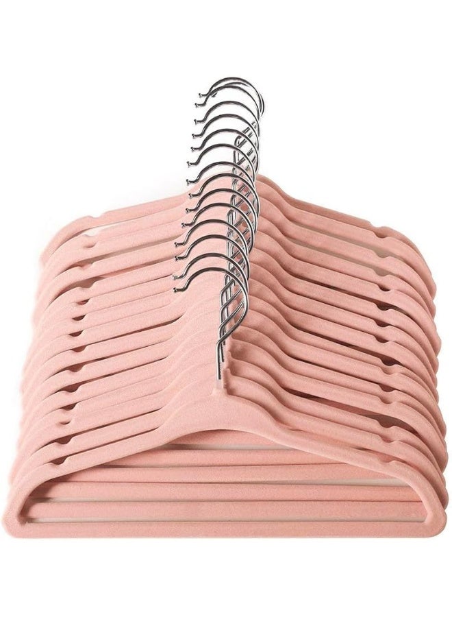 ManGotree Baby Velvet Hangers, Infant and Toddler Hangers, No-Slip Children Hangers, Ultra-Slim Space Saving Kids Hangers, Sturdy & Durable Clothes Hangers 15 Pack (Pink) - Image 1