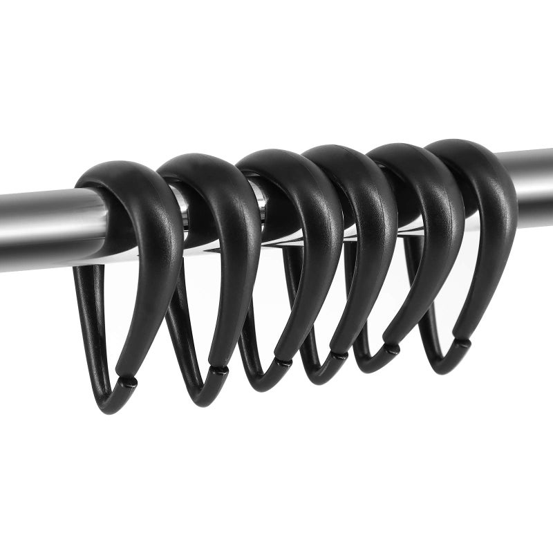 Topspring Shower Curtain Hooks Black Plastic Shower Curtain Rings Drop Shaped Shower Hooks for Curtain Bathroom Shower Rod  Set of 12