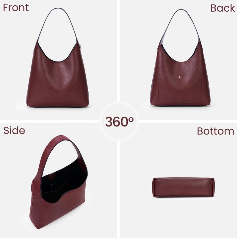 HICARRY Faux Suede Hobo Bags Vegan Leather Shoulder Bag Tote for Women with Cherry Charm Slouchy Designer Handbag Purse Fall Fashion - Image 3