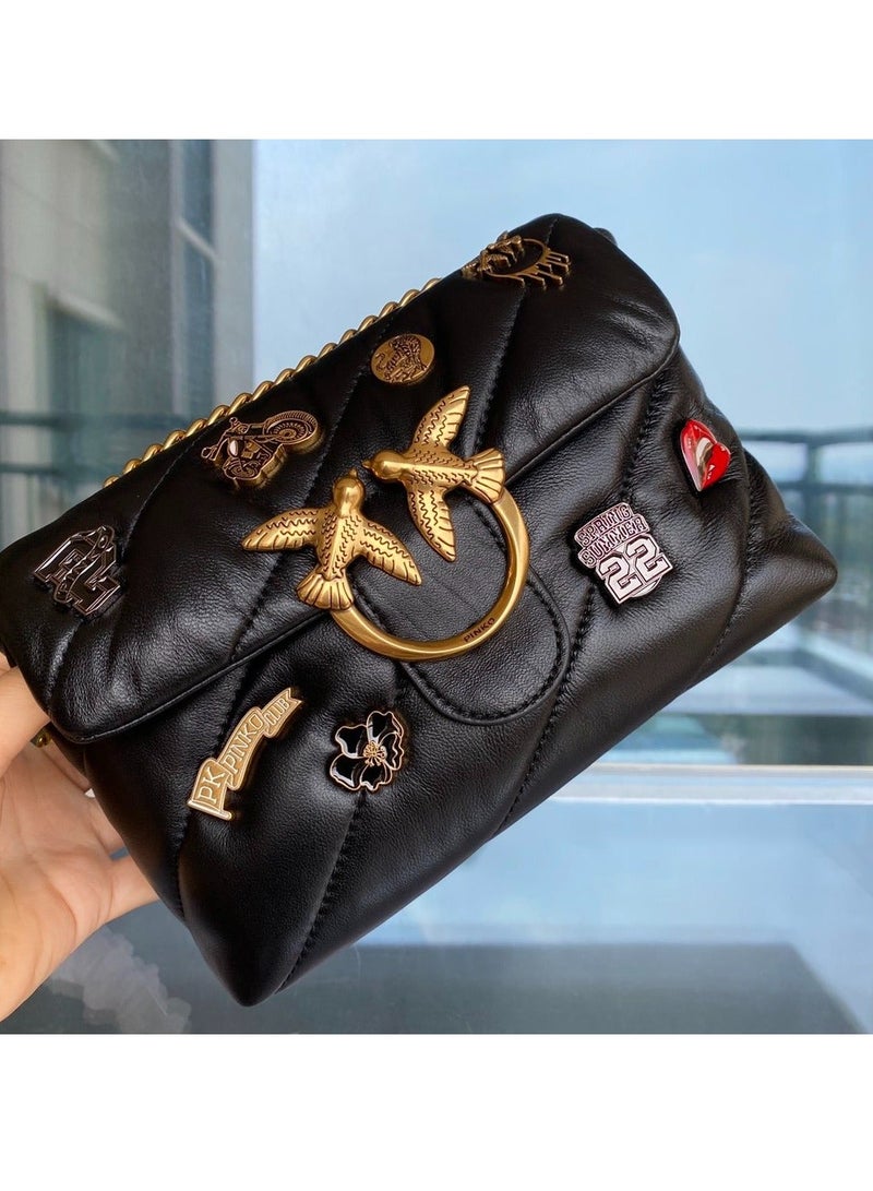 Pinko Chain Badge Crossbody Shoulder Bag 21*15*9.5cm - Image 4