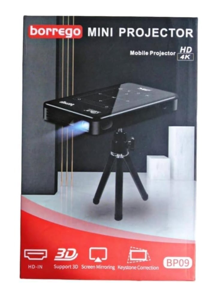 borrego بروجكتور بورغو BP09 المحمول الذكي الصغير مع دقة 4K ULTRA HD لجهاز عرض الفيديو LED للسينما المنزلية - Image 2