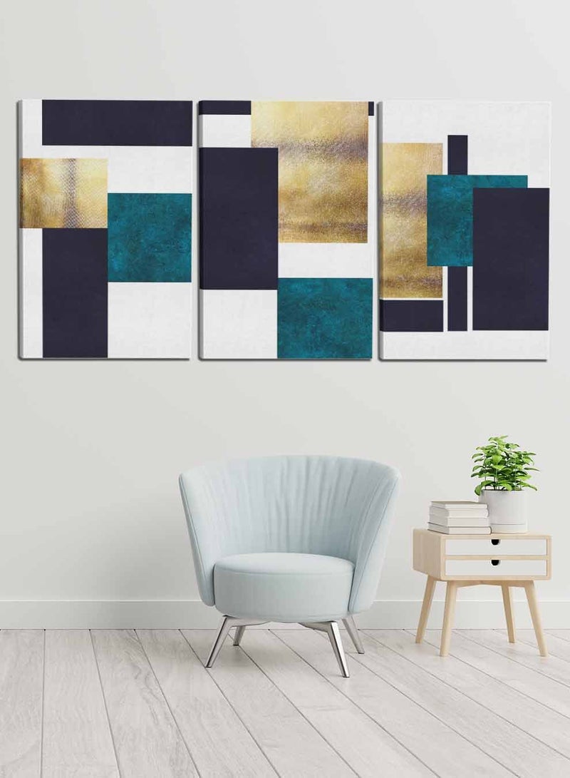 LOWHA Set Of 3 Framed Canvas Wall Arts Stretched Over Wooden Frame, Abstract Murals Art Paintings, For Home, Living Room, Office Decor - Image 2