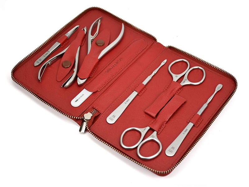 GERMANIKURE 8pc Manicure Set in Leather Case FINOX Stainless steel tools handmade in Solingen Germany Professional Nail and Cuticle Care - Image 2