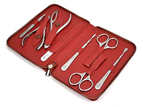 GERMANIKURE 8pc Manicure Set in Leather Case FINOX Stainless steel tools handmade in Solingen Germany Professional Nail and Cuticle Care - Image 1