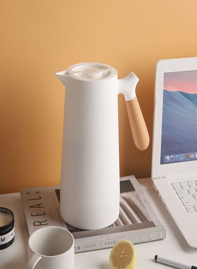 fashionhome Thermal Double Walled Coffee Thermos Jug Large Capacity 1 Liter with Detachable Wooden Handle - Image 3