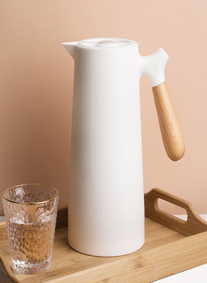 fashionhome Thermal Double Walled Coffee Thermos Jug Large Capacity 1 Liter with Detachable Wooden Handle - Image 5