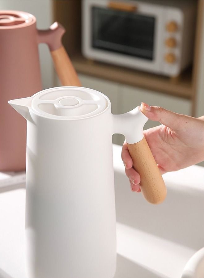 fashionhome Thermal Double Walled Coffee Thermos Jug Large Capacity 1 Liter with Detachable Wooden Handle - Image 4