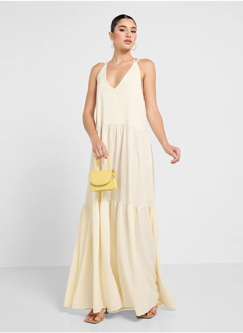 Ginger Strappy Backless A Line Tiered Dress