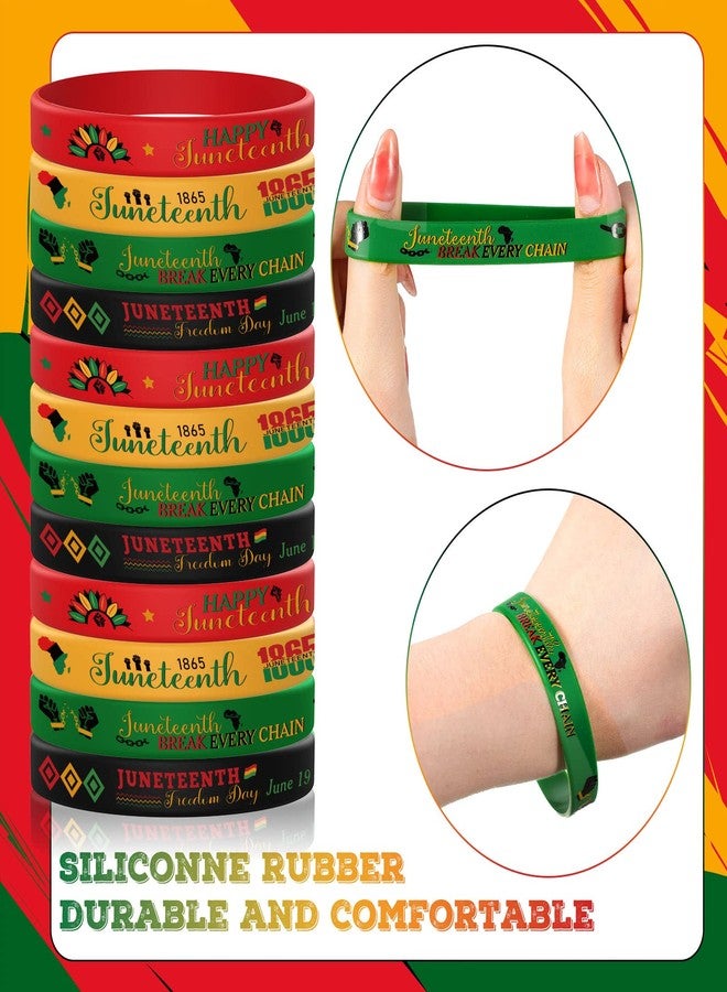سوريو مجموعة سوريو من 300 قطعة من أساور السيليكون للاحتفال بيوم التحرير (جونتينث)، أساور معصم سيليكون ليوم الحرية السوداء، أساور استقلال الأمريكيين السود لعام 1865، هدايا جونتينث للبالغين والمراهقين. - Image 3