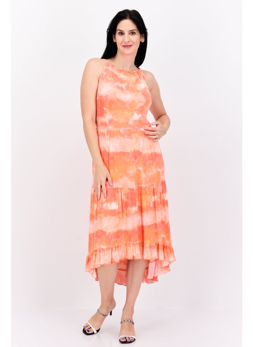 Women Tie Dry Midi Dress, Coral - pzsku/Z2781E6F59D3559EA840BZ/45/_/1737642226/a837d639-d854-4469-939b-c2b3ae0482cd