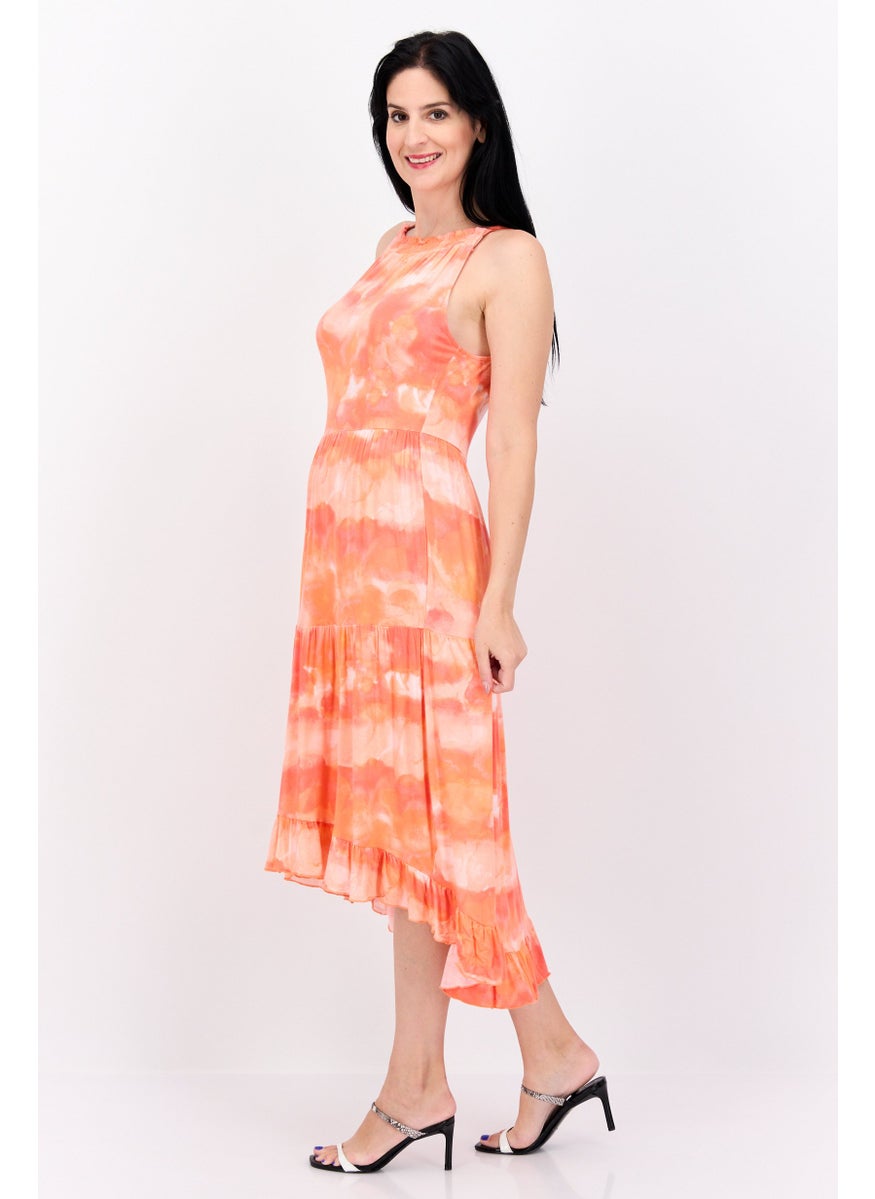 Women Tie Dry Midi Dress, Coral - pzsku/Z2781E6F59D3559EA840BZ/45/_/1737642230/1c0d8125-a782-4a2f-8299-d340932bd9bb