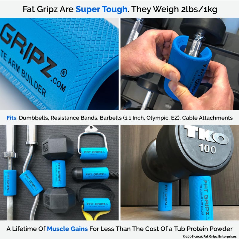 Fat Gripz - The Simple Proven Way to Get Big Biceps & Forearms Fast - At Home Or In The Gym (Size: Pro / 2.25 Inch Outer Diameter) - Image 2