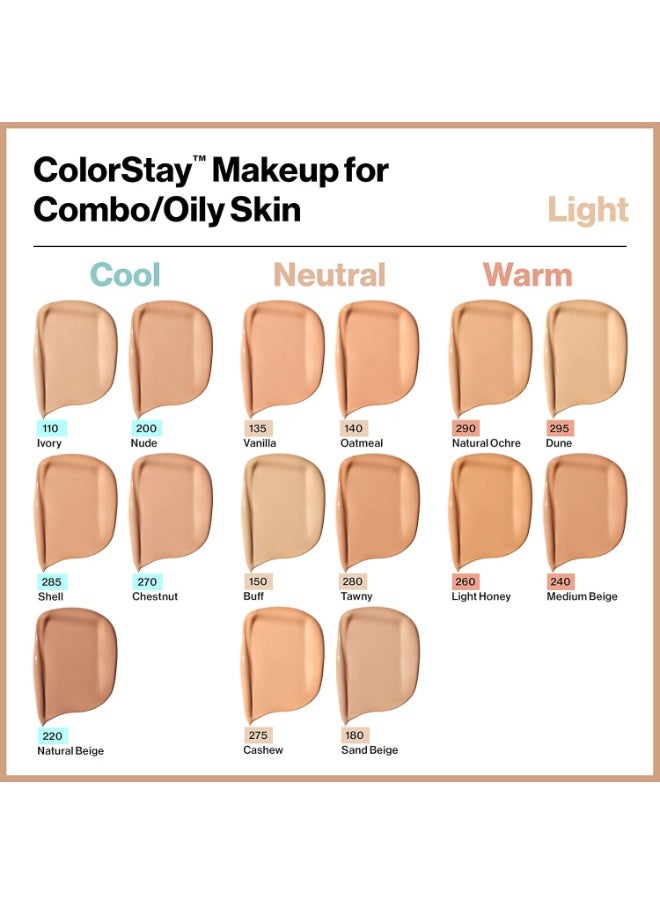 Revlon Professional - Colorstay Liquid Foundation Makeup for Combination/Oily Skin SPF15 Medium to Full Coverage (30ml) Matte Finish, Buff (150) Unisex - Image 1