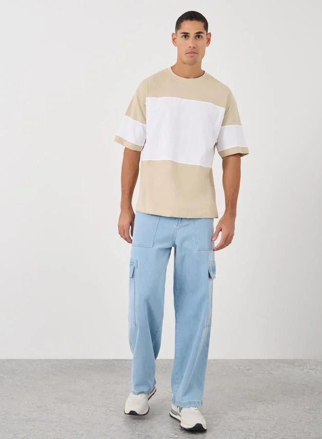 Styli Styli Color Block Oversized Round Neck T-Shirt