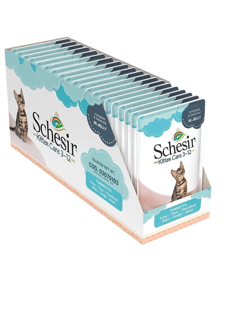 20Pc Kitten Care Pouch In Jelly 3-12 Tuna Wet Food 85g