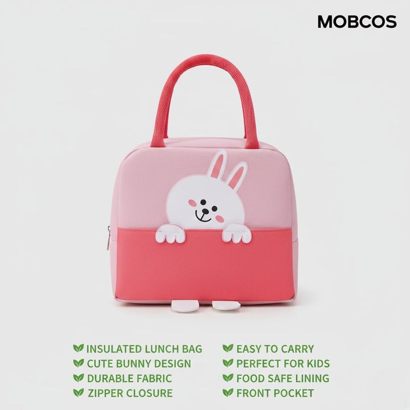 موبكوس حقيبة غداء معزولة كبيرة السعة من موبكوس رابيت، لون وردي فاتح | حقيبة طعام مقاومة للماء والبقع مع خاصية الحفاظ على درجة الحرارة | حقيبة غداء متينة من البوليستر للمكتب والمدرسة - Image 2