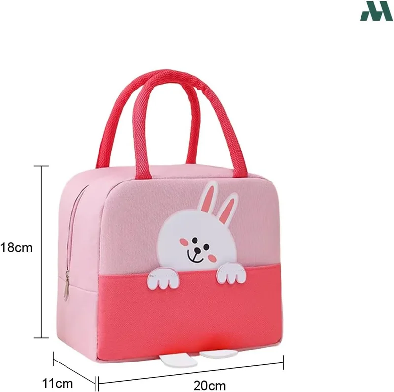 Mobcos Mobcos Rabbit Light Pink Large Capacity Insulated Lunch Bag | Waterproof & Stain-Resistant Meal Tote with Advanced Temperature Retention | Durable Polyester Lunch Bag for Office & School