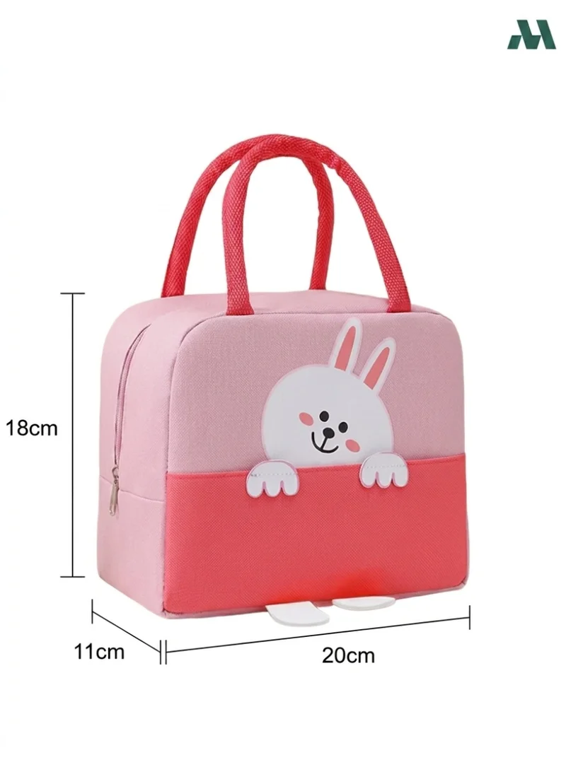 Mobcos Mobcos Rabbit Light Pink Large Capacity Insulated Lunch Bag | Waterproof & Stain-Resistant Meal Tote with Advanced Temperature Retention | Durable Polyester Lunch Bag for Office & School