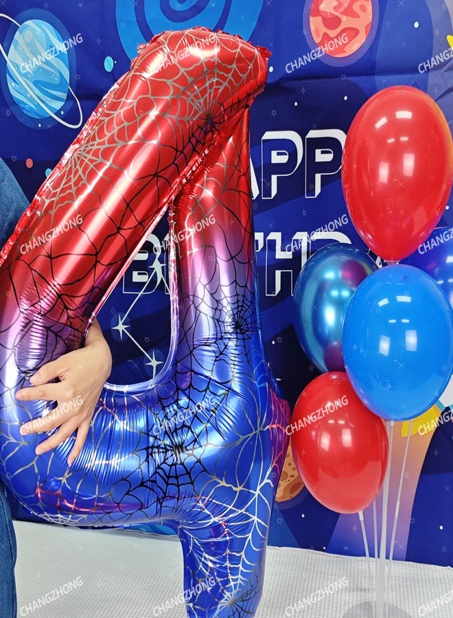 CHANGZHONG 40 Inch Red and Blue Spider Theme Large Number 1 Balloon Giant Foil Birthday Balloons for Spider Theme Party Boy or Girl 1 th Birthday Wedding Anniversary Baby Shower Party Decorations - Image 5