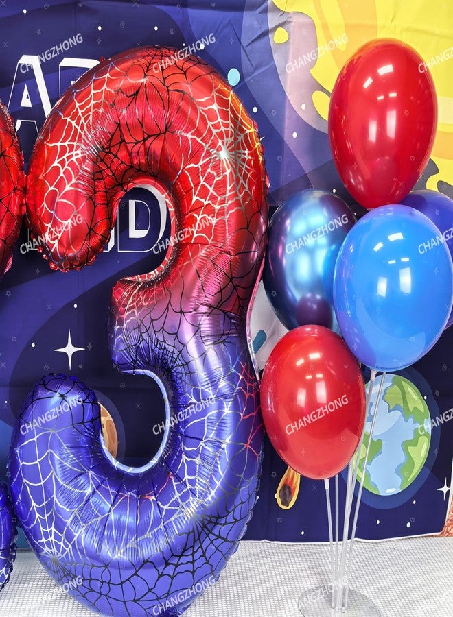 CHANGZHONG 40 Inch Red and Blue Spider Theme Large Number 1 Balloon Giant Foil Birthday Balloons for Spider Theme Party Boy or Girl 1 th Birthday Wedding Anniversary Baby Shower Party Decorations - Image 4