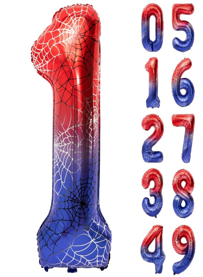 CHANGZHONG 40 Inch Red and Blue Spider Theme Large Number 1 Balloon Giant Foil Birthday Balloons for Spider Theme Party Boy or Girl 1 th Birthday Wedding Anniversary Baby Shower Party Decorations - Image 1