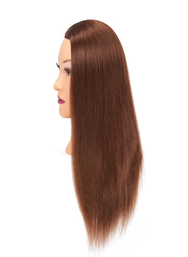 HAIRGINKGO Mannequin Head 20"-22" 100% Human Hair Hairdresser Training Head Mannequin Doll Head Cosmetology Manikin Training Head Hair for Practice Cutting Braiding with Free Clamp Holder 92022LB0414 - Image 2