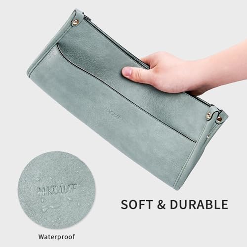 HKCLUF Crossbody Bags for Women Trendy Vegan Leather Hobo Handbags With 2 Adjustable Guitar Strap Crossbody Bucket Purse for Women(Green) - Image 4