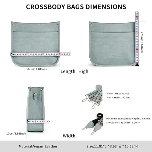 HKCLUF Crossbody Bags for Women Trendy Vegan Leather Hobo Handbags With 2 Adjustable Guitar Strap Crossbody Bucket Purse for Women(Green) - Image 2