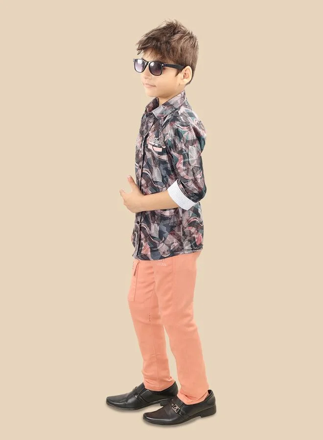 Ts Trends Ts Trends Printed Buttoned Shirt and Pant Set