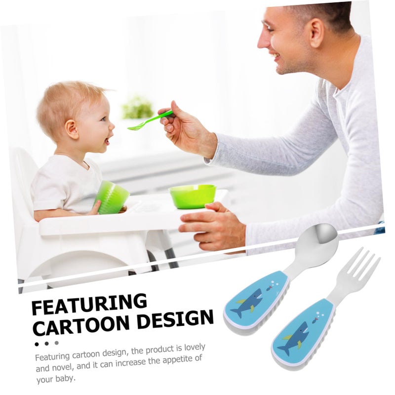 Cartoon Animal Design Training Fork And Spoon Set For Kids Mealtime Outdoor Use - Image 5