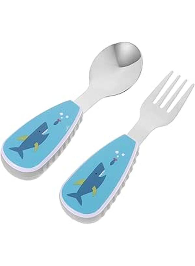 Cartoon Animal Design Training Fork And Spoon Set For Kids Mealtime Outdoor Use - Image 1