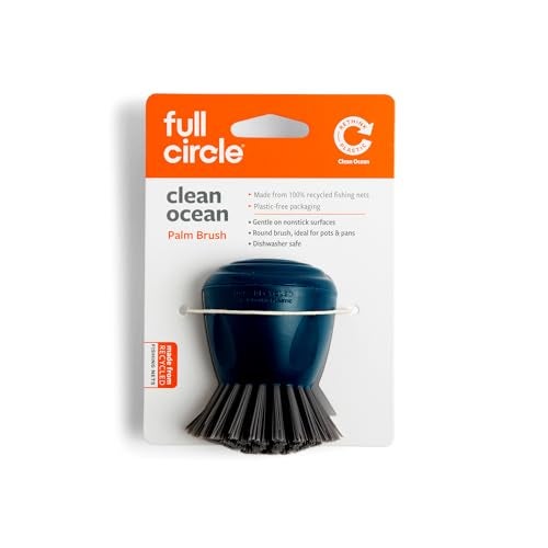 Full Circle Clean Ocean Palm Brush For Dishes  Pots & Pans. Ergonomic Grip. Made Out Of 100% Recycled Fishing Nets. Dishwasher Safe - Image 2