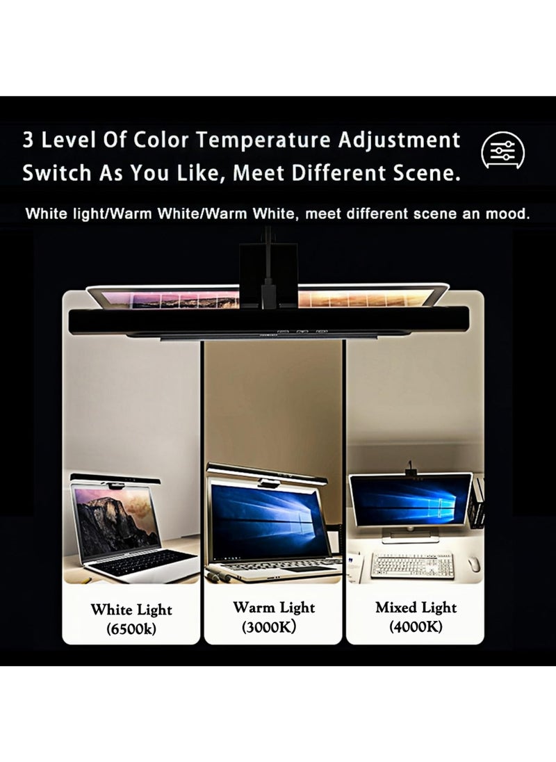Computer Monitor Lamp, Eye Caring No Screen Glare, Reading Lamp, Touch Control, Dimmable 3 Color Temperature,Timer 60 Minutes for Office/Home, 33cm, Black