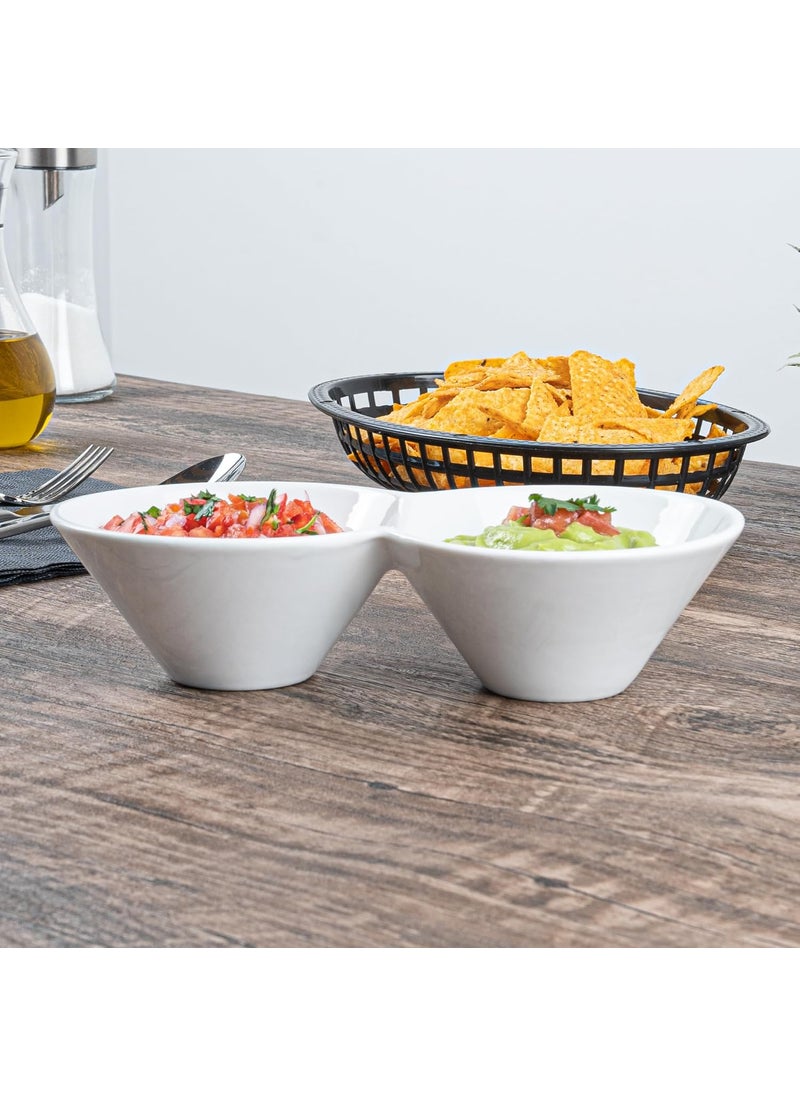 Restaurantware Restaurantware91 x 49 x 23 Inch Double Dip Bowls 1 Microwavable Condiment Server  2 Compartments Microwavable White Porcelain Dip Tray Dishwashable For Snacks Condiments Or Toppings  - Image 4