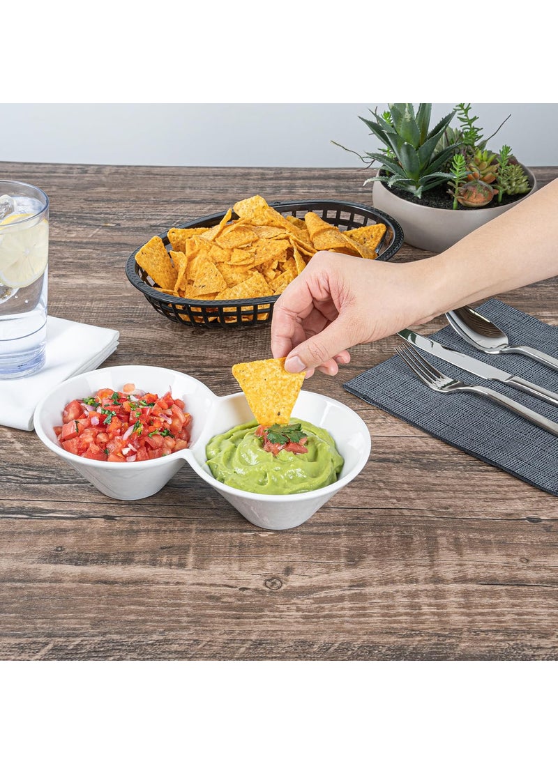 Restaurantware Restaurantware91 x 49 x 23 Inch Double Dip Bowls 1 Microwavable Condiment Server  2 Compartments Microwavable White Porcelain Dip Tray Dishwashable For Snacks Condiments Or Toppings  - Image 5