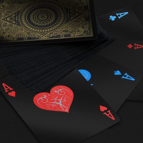 INTEGEAR 2 Decks Plastic Playing Cards Premium Plastic Waterproof Black Playing Poker Cards Professional Luxury Deck of Cards for Adults - Image 5