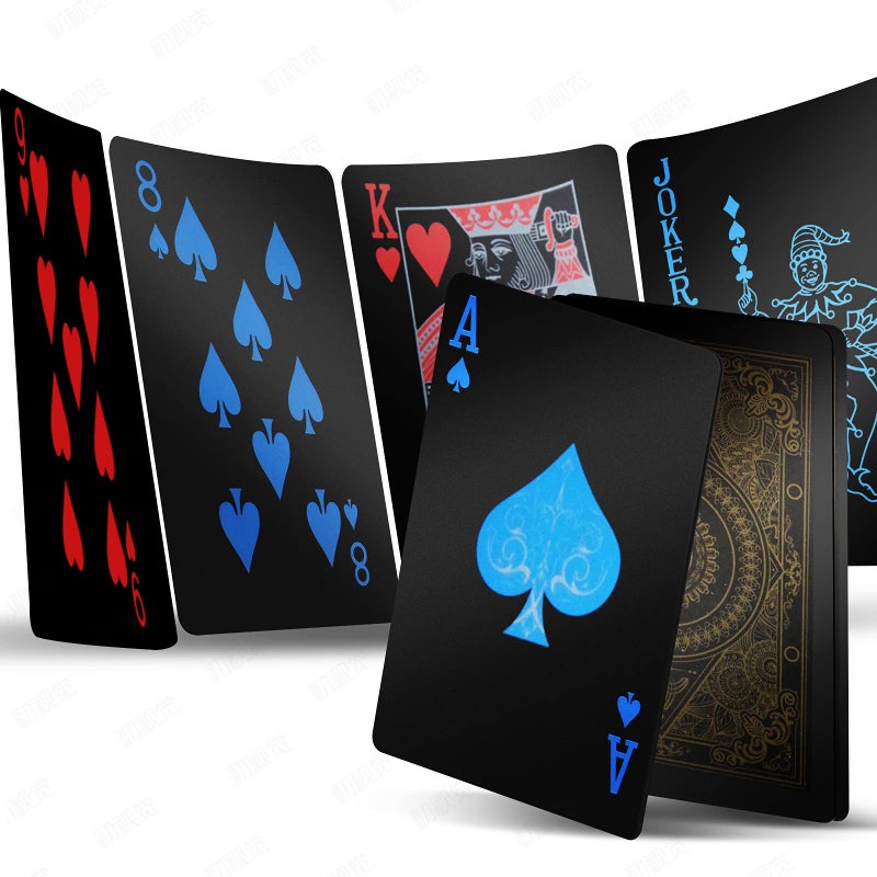 INTEGEAR 2 Decks Plastic Playing Cards Premium Plastic Waterproof Black Playing Poker Cards Professional Luxury Deck of Cards for Adults - Image 3