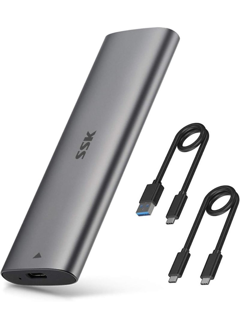 SSK NVMe M.2 SSD Enclosure Aluminum USB 3.2 Gen 2 10Gbps Tool-Free External PCI-E SATA Adapter with UASP TRIM for 2242 2260 2280 SSDs Portable Storage for PC Laptop Desktop Daily Use - Image 1
