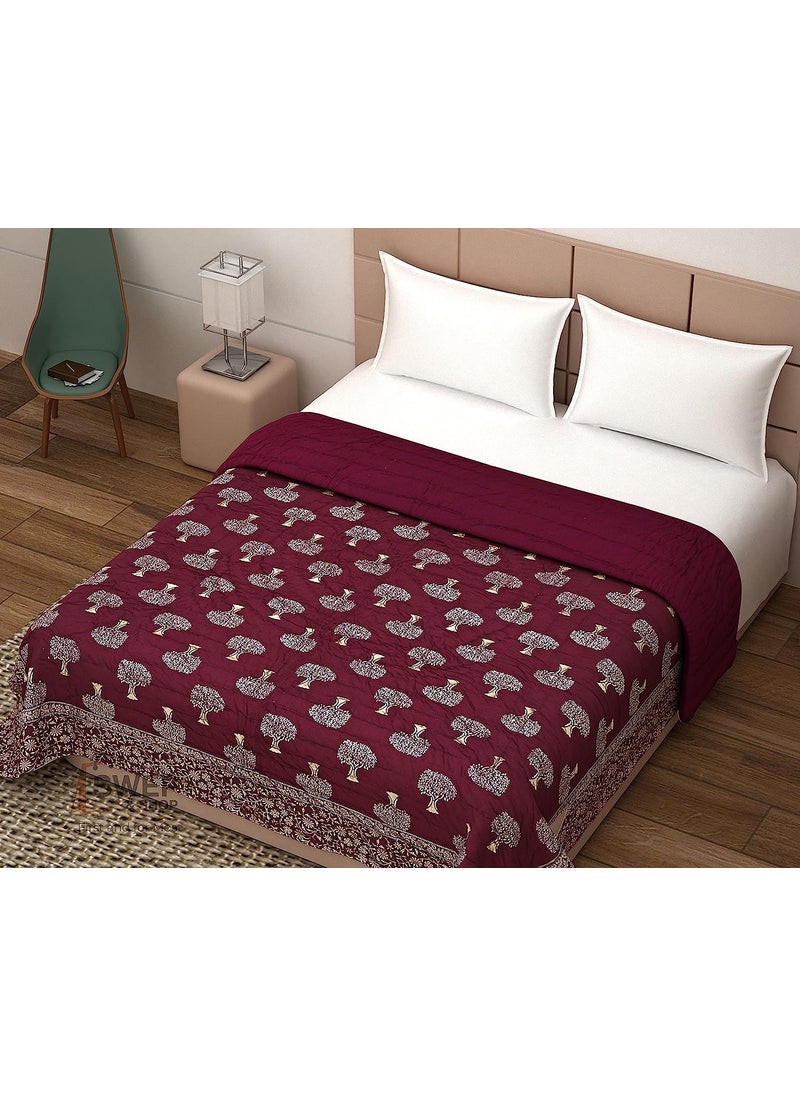 SIBLEY SIBLEY 220 TC Cotton Single Bed RazaiQuilt Hand Stiched Jaipuri rajai Marron 85X55 INCH  - Image 1