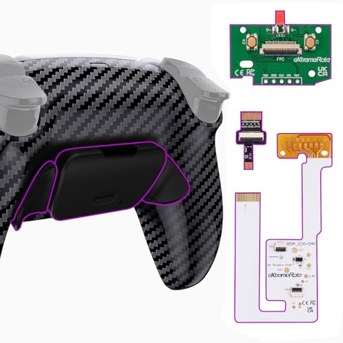 eXtremeRate Graphite Carbon Fiber Pattern Back Paddles Programable Rise V3 Remap Kit for PS5 Controller BDM030 040 050 Models Upgrade Board Redesigned Back Shell Buttons for PS5 Controller - Image 1