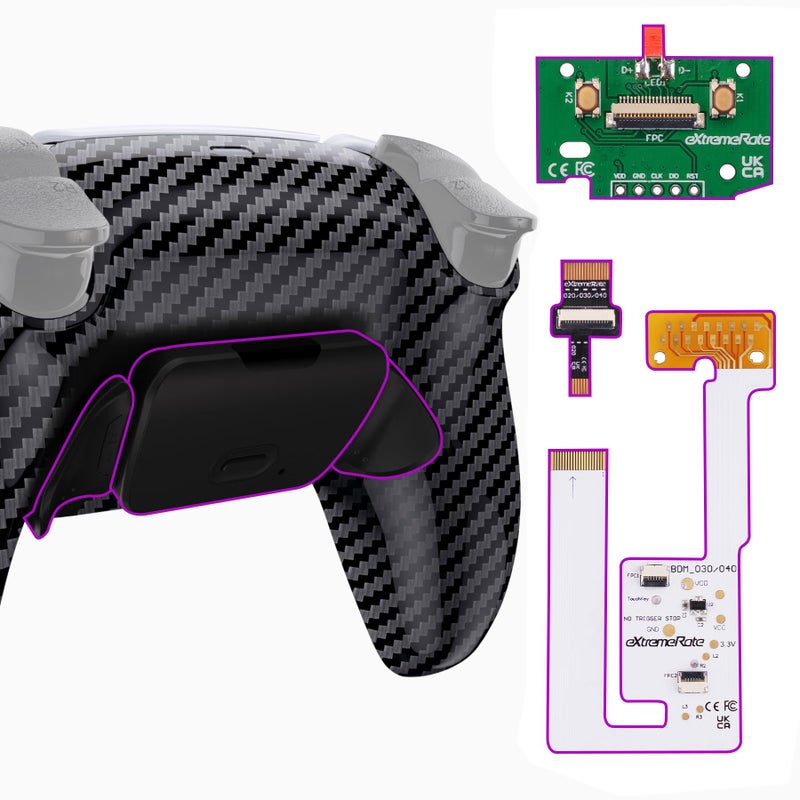 eXtremeRate Graphite Carbon Fiber Pattern Back Paddles Programable Rise V3 Remap Kit for PS5 Controller BDM030 040 050 Models Upgrade Board Redesigned Back Shell Buttons for PS5 Controller - Image 2