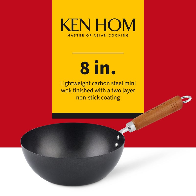 Ken Hom 8" Nonstick Mini Wok, Carbon Steel - Image 2