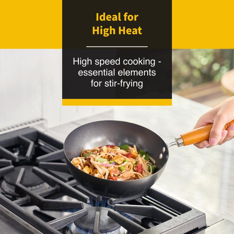 Ken Hom 8" Nonstick Mini Wok, Carbon Steel - Image 5