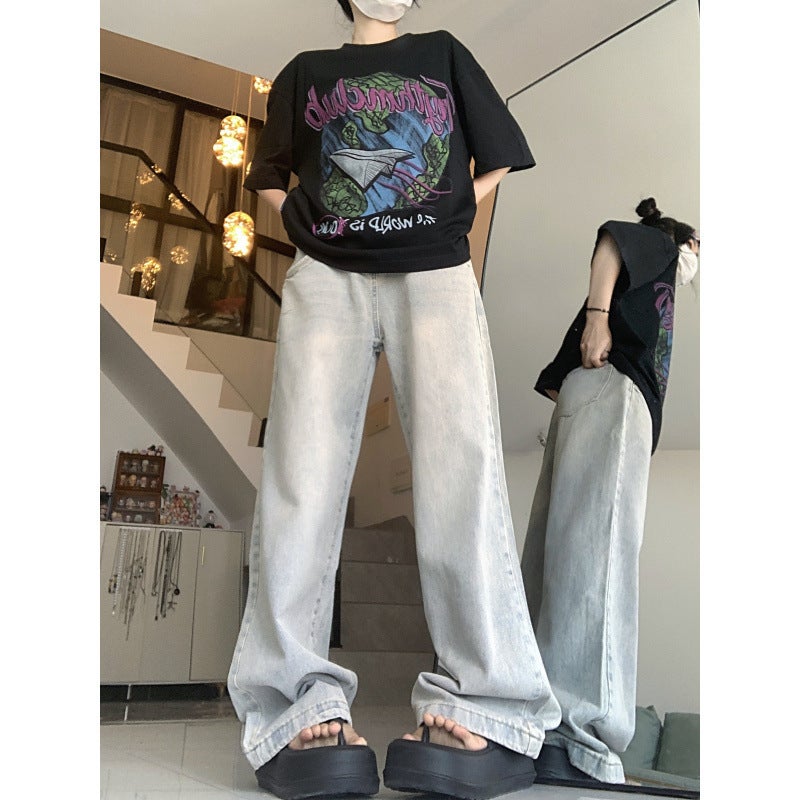 Unisex Classic Denim Jeans Loose Fit Daily Outdoor Wear - Image 1